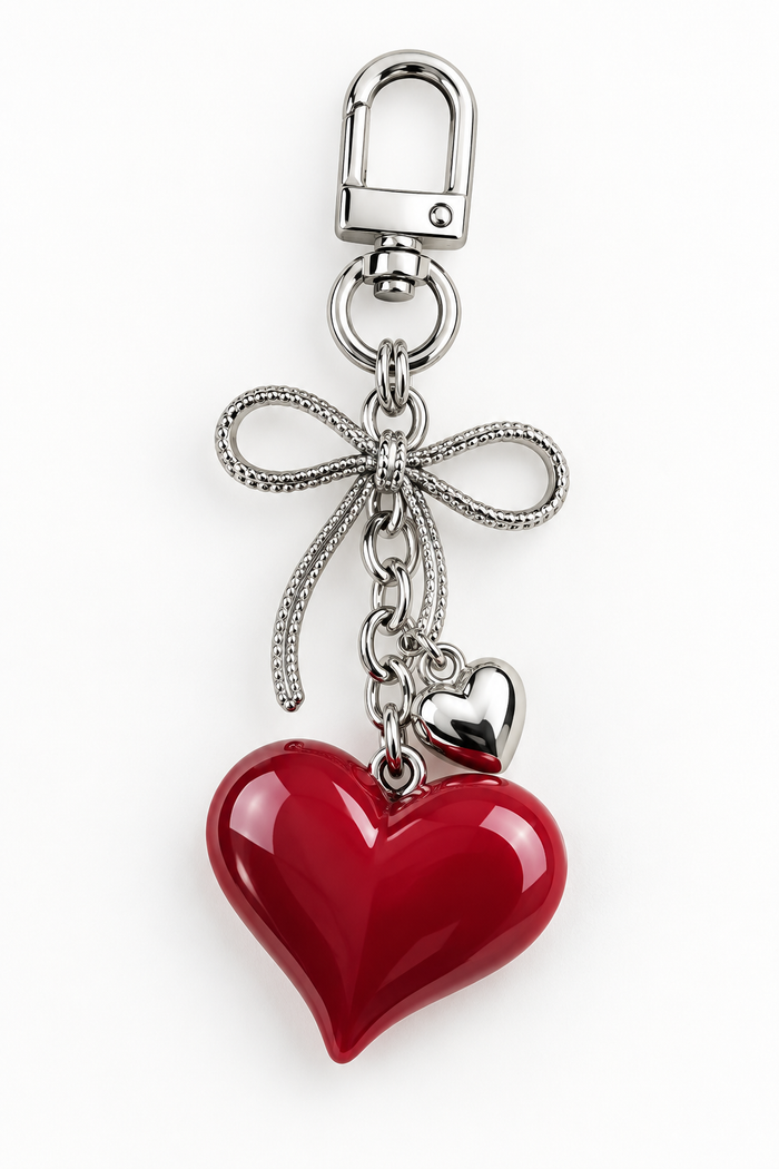 The Bordeaux Bow Heart Charm