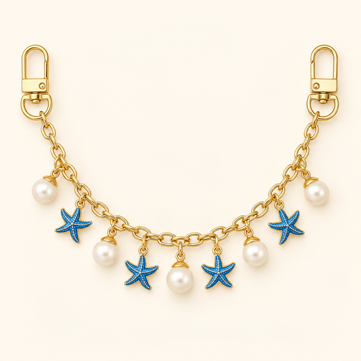 Azure Starfish & Pearl Charm Chain