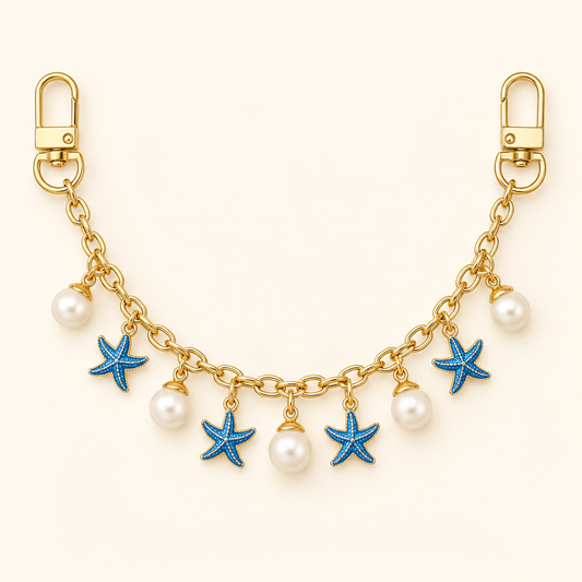 Azure Starfish & Pearl Charm Chain