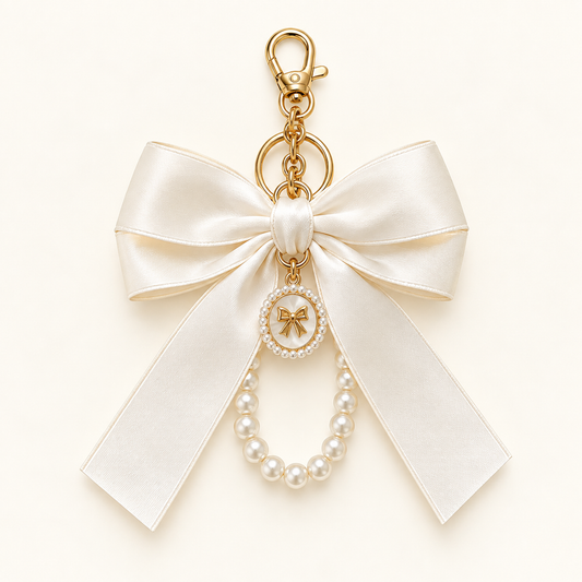 Azure Bow & Pearl Bag Charm